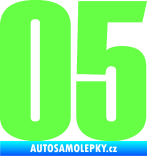 Samolepka Startovní číslo 05 typ 2 Fluorescentní zelená