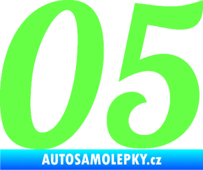 Samolepka Startovní číslo 05 typ 3 Fluorescentní zelená