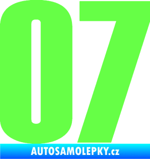 Samolepka Startovní číslo 07 typ 2   Fluorescentní zelená