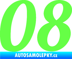 Samolepka Startovní číslo 08 typ 3 Fluorescentní zelená