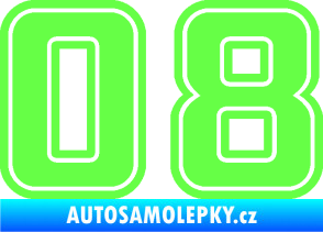 Samolepka Startovní číslo 08 typ 5 Fluorescentní zelená