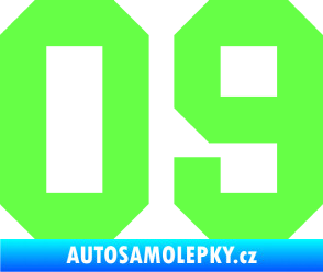 Samolepka Startovní číslo 09 Fluorescentní zelená