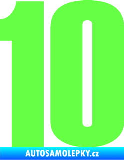 Samolepka Startovní číslo 10 typ 2    Fluorescentní zelená