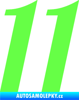 Samolepka Startovní číslo 11 typ 3   Fluorescentní zelená