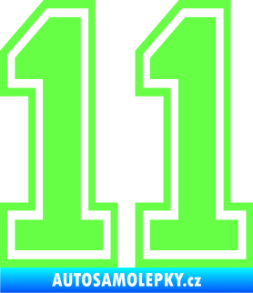 Samolepka Startovní číslo 11 typ 4 Fluorescentní zelená