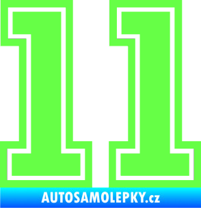 Samolepka Startovní číslo 11 typ 5 Fluorescentní zelená