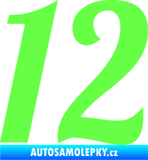 Samolepka Startovní číslo 12 typ 3    Fluorescentní zelená