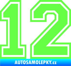 Samolepka Startovní číslo 12 typ 4 Fluorescentní zelená