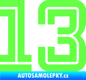 Samolepka Startovní číslo 13 typ 7 Fluorescentní zelená