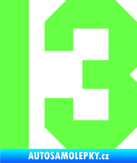 Samolepka Startovní číslo 13 Fluorescentní zelená