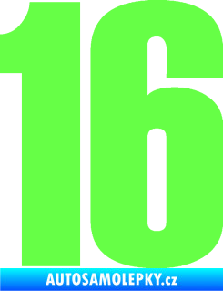 Samolepka Startovní číslo 16 typ 2   Fluorescentní zelená
