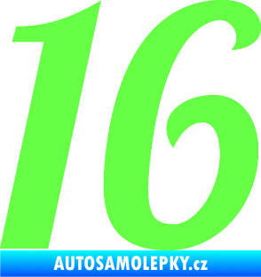Samolepka Startovní číslo 16 typ 3       Fluorescentní zelená