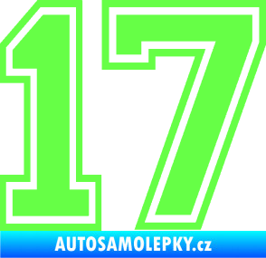 Samolepka Startovní číslo 17 typ 4 Fluorescentní zelená