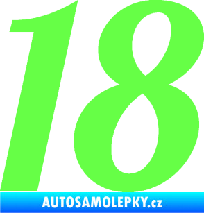 Samolepka Startovní číslo 18 typ 3         Fluorescentní zelená