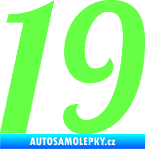Samolepka Startovní číslo 19 typ 3          Fluorescentní zelená