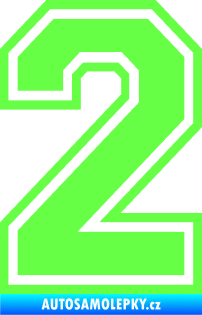 Samolepka Startovní číslo 2 typ 4 Fluorescentní zelená