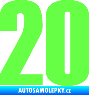Samolepka Startovní číslo 20 typ 2       Fluorescentní zelená