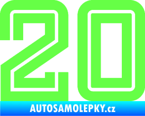Samolepka Startovní číslo 20 typ 7 Fluorescentní zelená