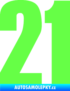 Samolepka Startovní číslo 21 typ 2        Fluorescentní zelená