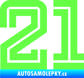 Samolepka Startovní číslo 21 typ 7 Fluorescentní zelená