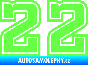 Samolepka Startovní číslo 22 typ 5 Fluorescentní zelená
