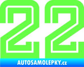 Samolepka Startovní číslo 22 typ 7 Fluorescentní zelená