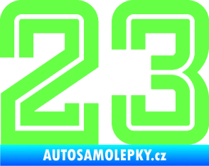 Samolepka Startovní číslo 23 typ 7 Fluorescentní zelená