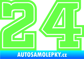 Samolepka Startovní číslo 24 typ 5 Fluorescentní zelená