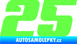 Samolepka Startovní číslo 25 typ 6 Fluorescentní zelená