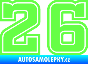 Samolepka Startovní číslo 26 typ 5 Fluorescentní zelená
