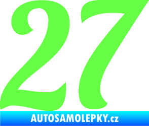 Samolepka Startovní číslo 27 typ 3 Fluorescentní zelená