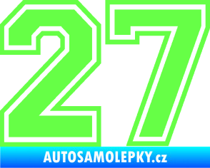 Samolepka Startovní číslo 27 typ 4 Fluorescentní zelená