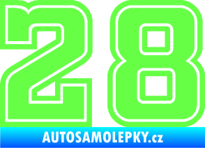 Samolepka Startovní číslo 28 typ 5 Fluorescentní zelená
