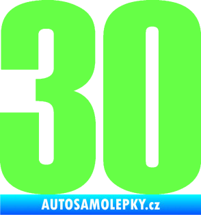 Samolepka Startovní číslo 30 typ 2     Fluorescentní zelená