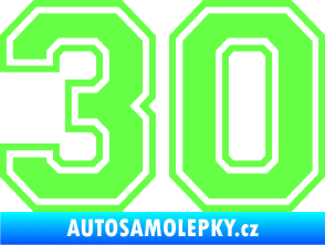Samolepka Startovní číslo 30 typ 4 Fluorescentní zelená