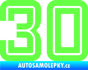 Samolepka Startovní číslo 30 typ 7 Fluorescentní zelená