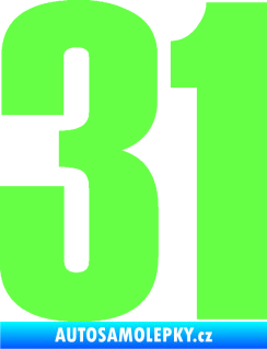 Samolepka Startovní číslo 31 typ 2     Fluorescentní zelená