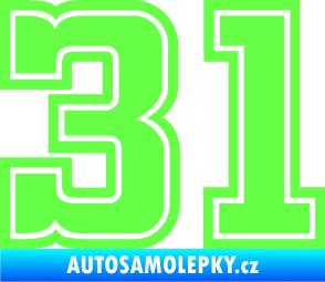 Samolepka Startovní číslo 31 typ 5 Fluorescentní zelená
