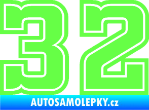 Samolepka Startovní číslo 32 typ 5 Fluorescentní zelená