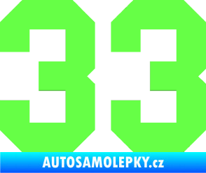 Samolepka Startovní číslo 33 Fluorescentní zelená