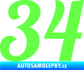Samolepka Startovní číslo 34 typ 3 Fluorescentní zelená