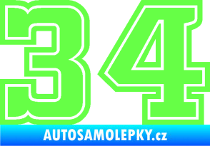 Samolepka Startovní číslo 34 typ 5 Fluorescentní zelená