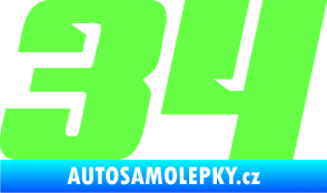 Samolepka Startovní číslo 34 typ 6 Fluorescentní zelená