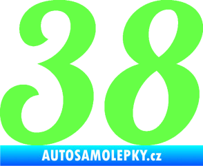 Samolepka Startovní číslo 38 typ 3  Fluorescentní zelená