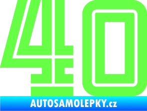 Samolepka Startovní číslo 40 typ 7 Fluorescentní zelená