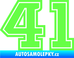 Samolepka Startovní číslo 41 typ 5 Fluorescentní zelená