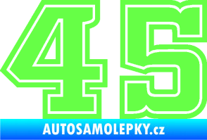 Samolepka Startovní číslo 45 typ 5 Fluorescentní zelená