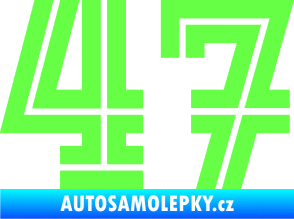 Samolepka Startovní číslo 47 typ 7 Fluorescentní zelená