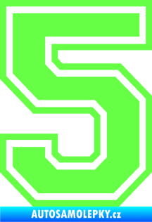 Samolepka Startovní číslo 5 typ 4 Fluorescentní zelená