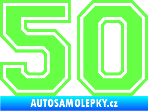 Samolepka Startovní číslo 50 typ 4 Fluorescentní zelená